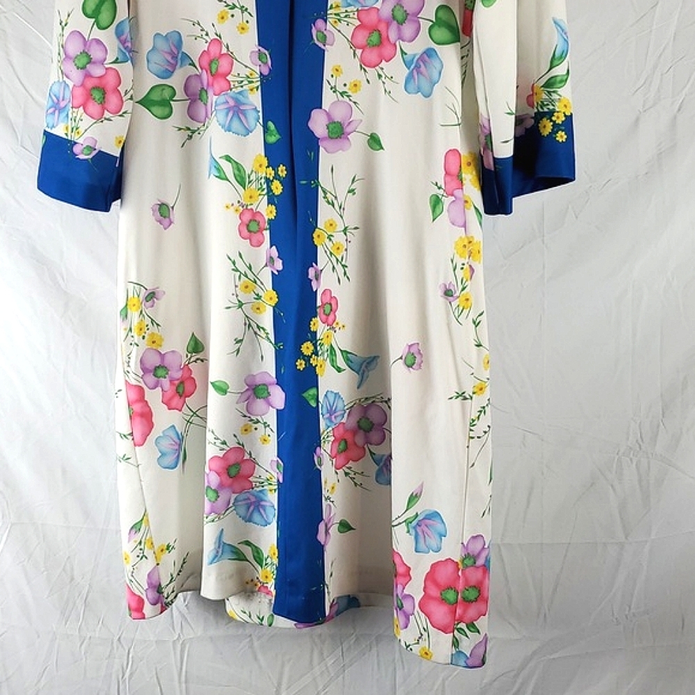 Vintage 60s 70s Evelyn Pearson Floral House Dress Robe - Picture 3 of 8